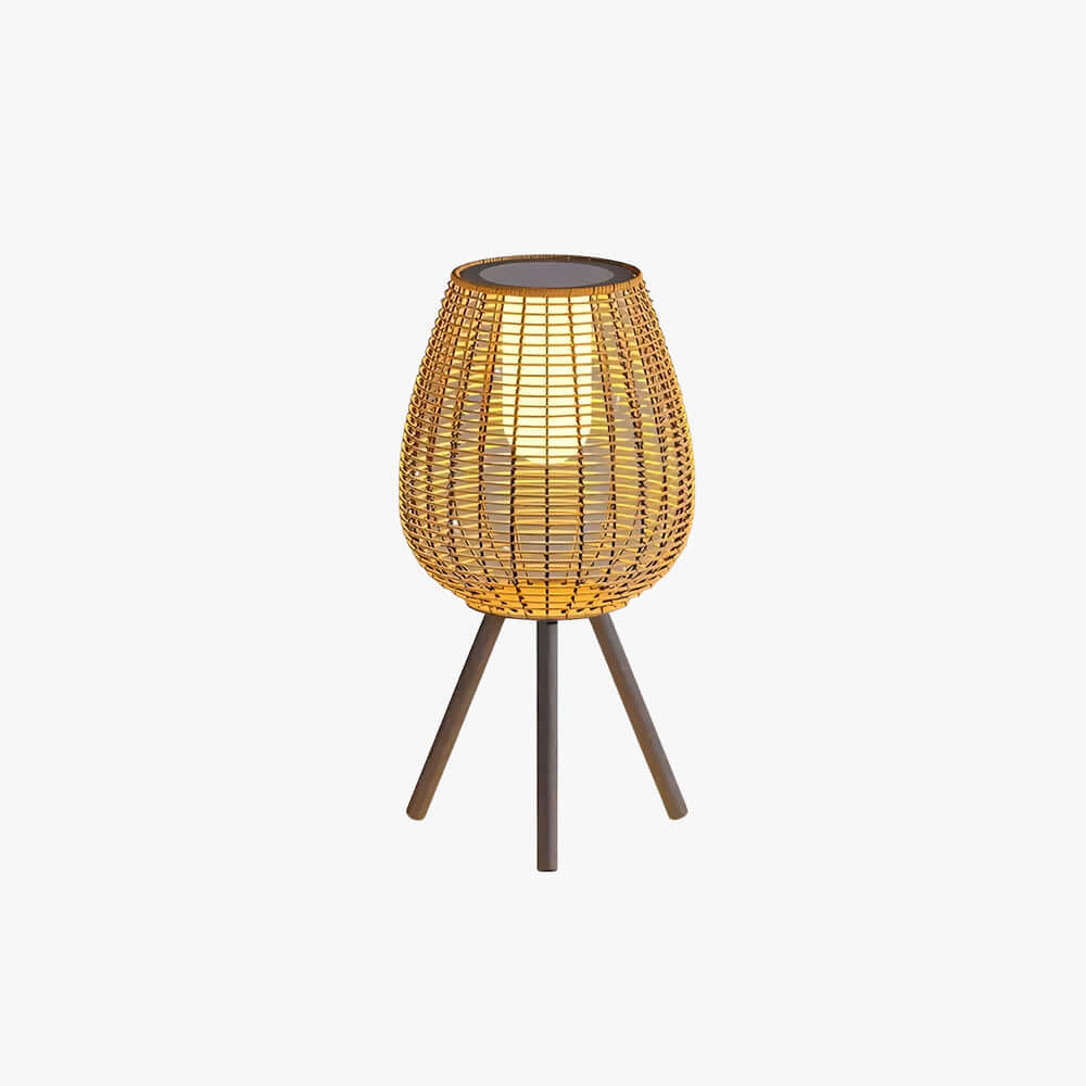 Solvyn Outdoor Floor Lamp - Woven Rattan Solar Floor Lamp