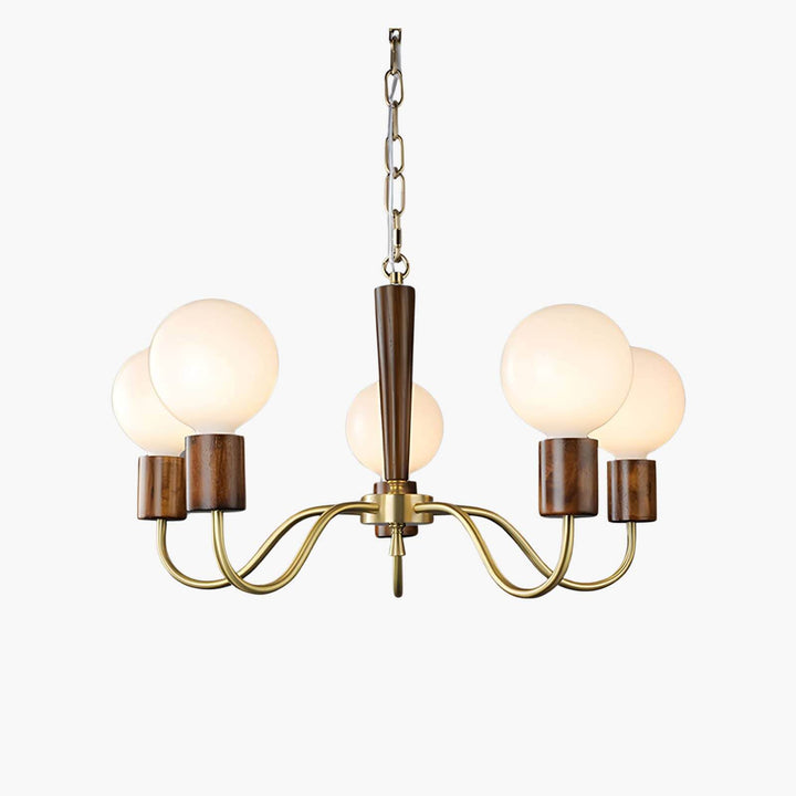 Soravia Chandelier – Contemporary Wood & Brass Bedroom Light
