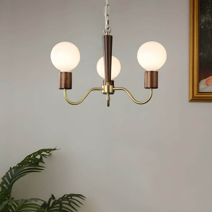Soravia Chandelier – Contemporary Wood & Brass Bedroom Light