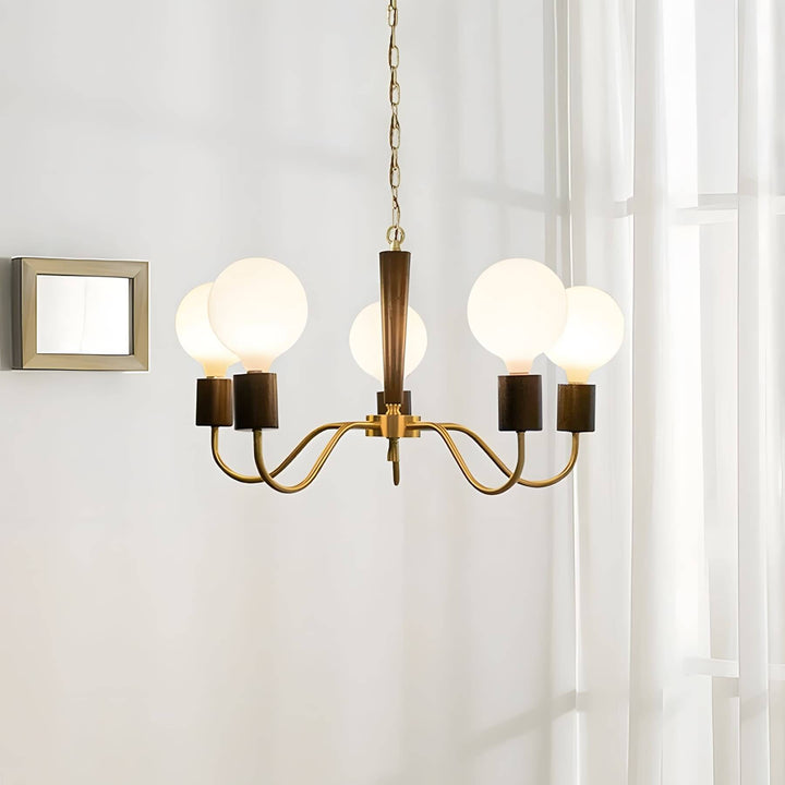 Soravia Chandelier – Contemporary Wood & Brass Bedroom Light