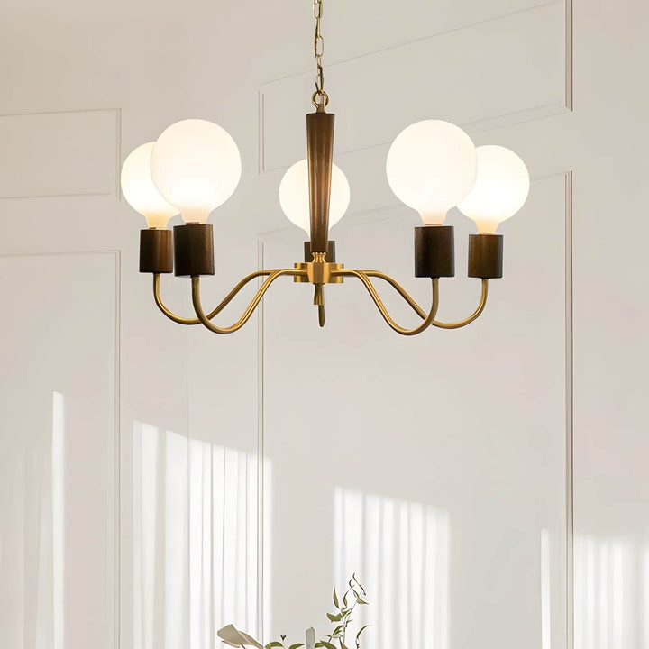 Soravia Chandelier – Contemporary Wood & Brass Bedroom Light