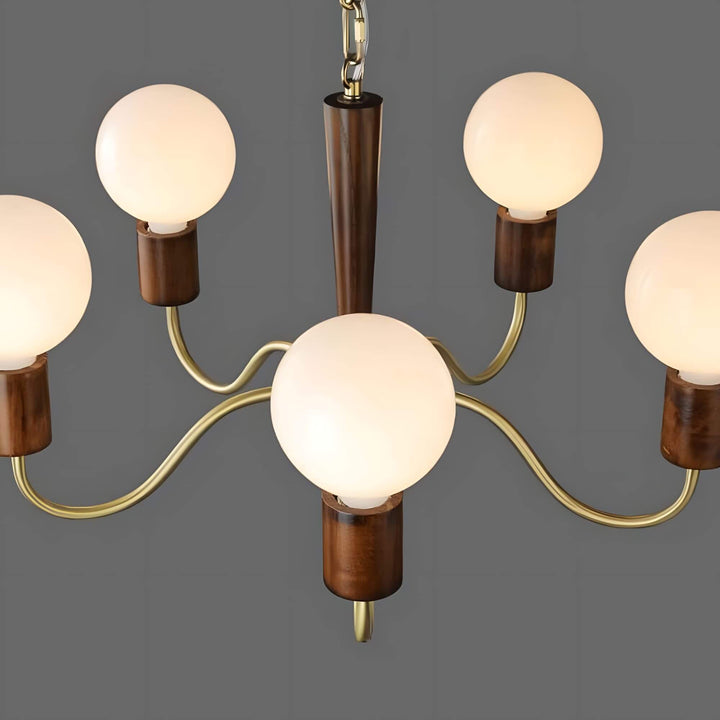 Soravia Chandelier – Contemporary Wood & Brass Bedroom Light