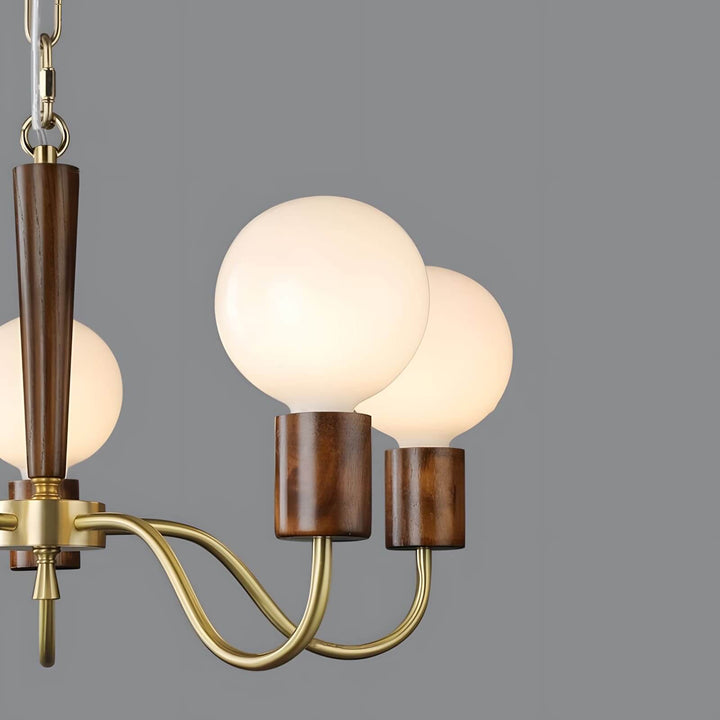 Soravia Chandelier – Contemporary Wood & Brass Bedroom Light