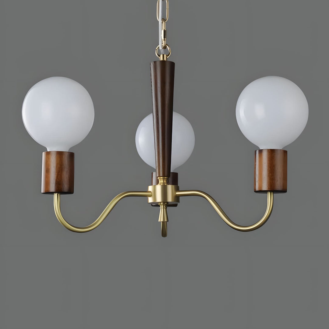 Soravia Chandelier – Contemporary Wood & Brass Bedroom Light
