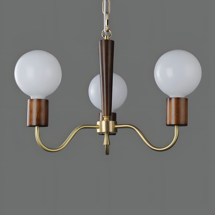 Soravia Chandelier – Contemporary Wood & Brass Bedroom Light