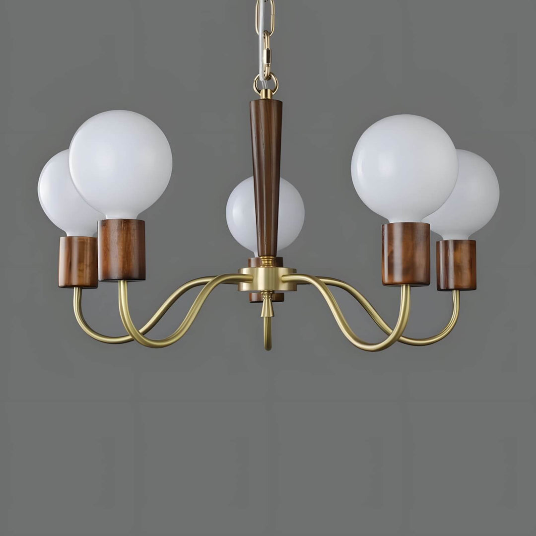 Soravia Chandelier – Contemporary Wood & Brass Bedroom Light