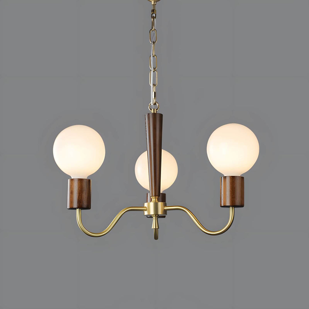 Soravia Chandelier – Contemporary Wood & Brass Bedroom Light