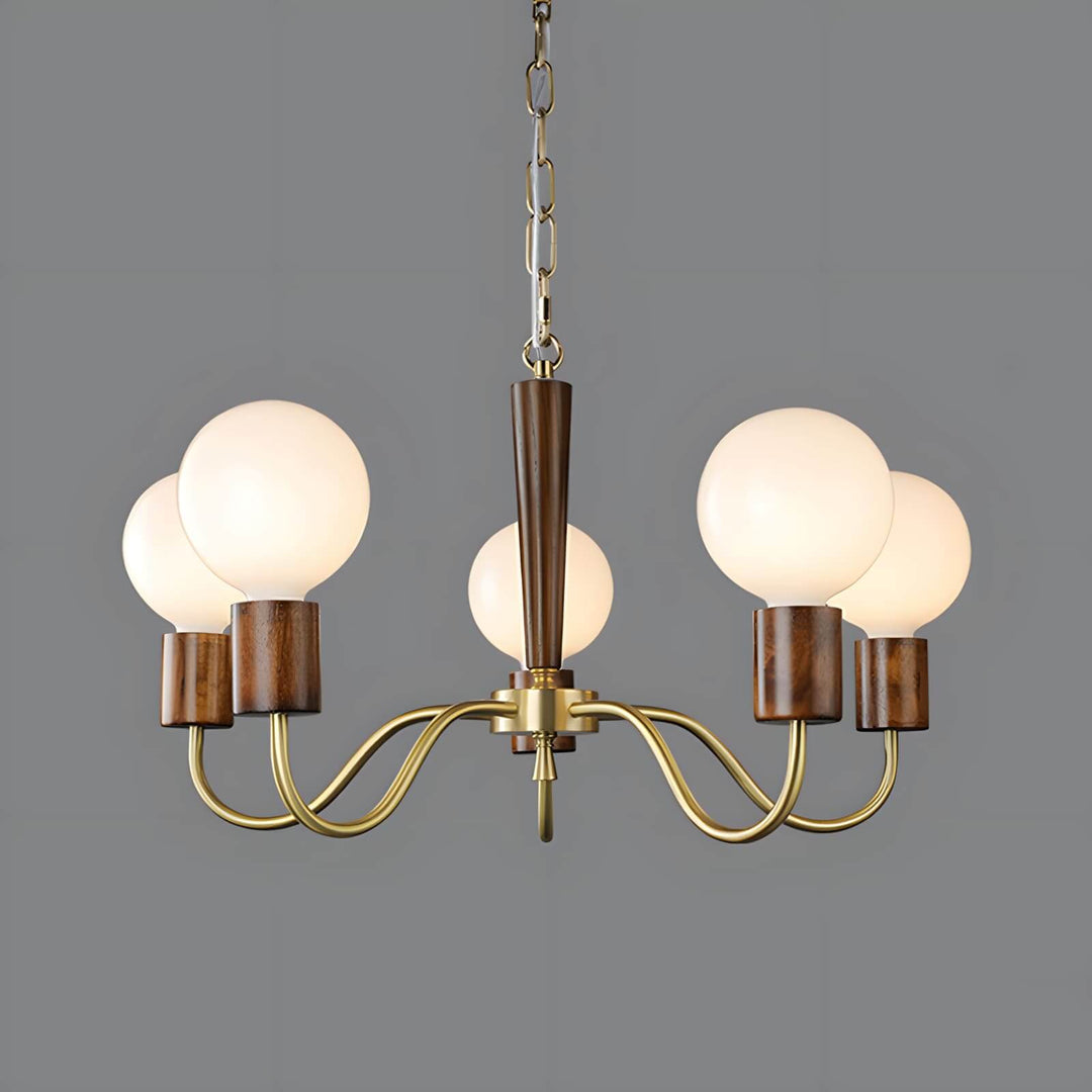 Soravia Chandelier – Contemporary Wood & Brass Bedroom Light