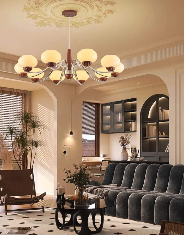 Soravia Chandelier - Contemporary Wood & Glass Living Room Light