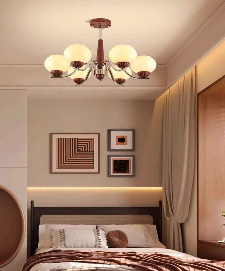 Soravia Chandelier - Contemporary Wood & Glass Living Room Light