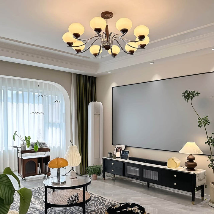Soravia Chandelier - Contemporary Wood & Glass Living Room Light
