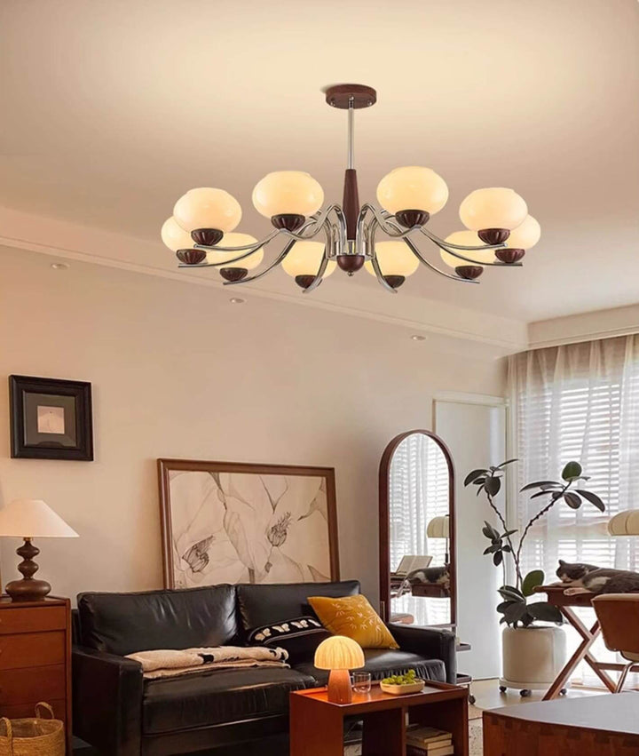 Soravia Chandelier - Contemporary Wood & Glass Living Room Light