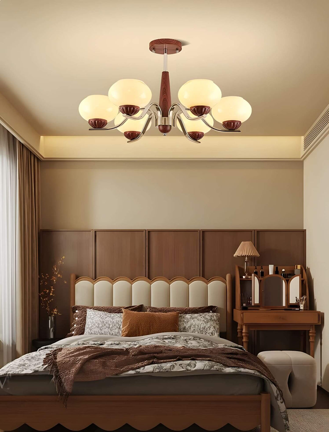 Soravia Chandelier - Contemporary Wood & Glass Living Room Light