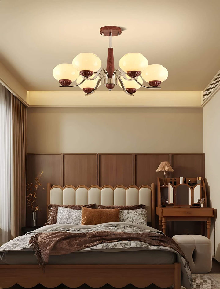 Soravia Chandelier - Contemporary Wood & Glass Living Room Light