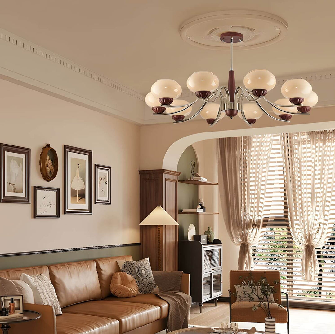 Soravia Chandelier - Contemporary Wood & Glass Living Room Light