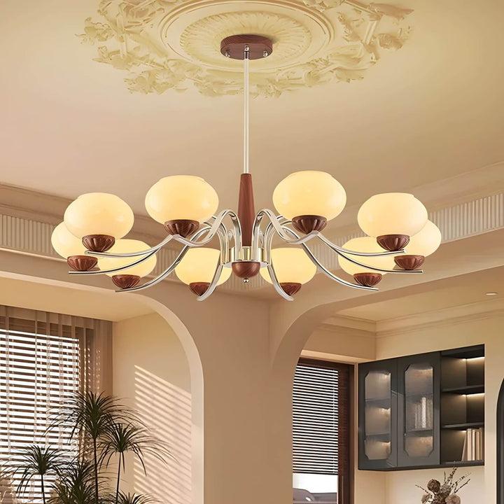 Soravia Chandelier - Contemporary Wood & Glass Living Room Light