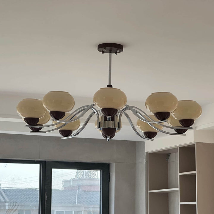 Soravia Chandelier - Contemporary Wood & Glass Living Room Light