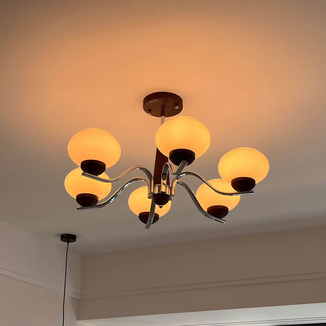Soravia Chandelier - Contemporary Wood & Glass Living Room Light