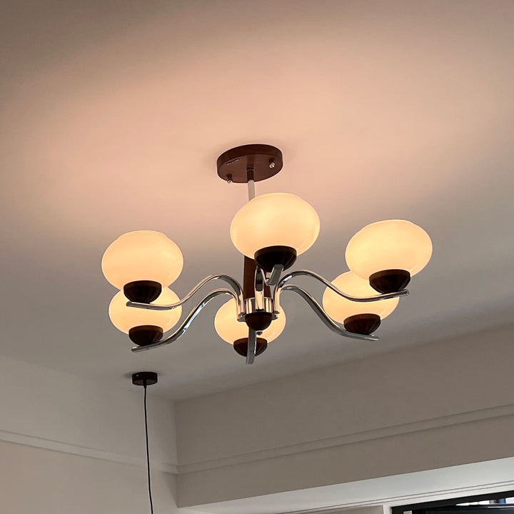 Soravia Chandelier - Contemporary Wood & Glass Living Room Light