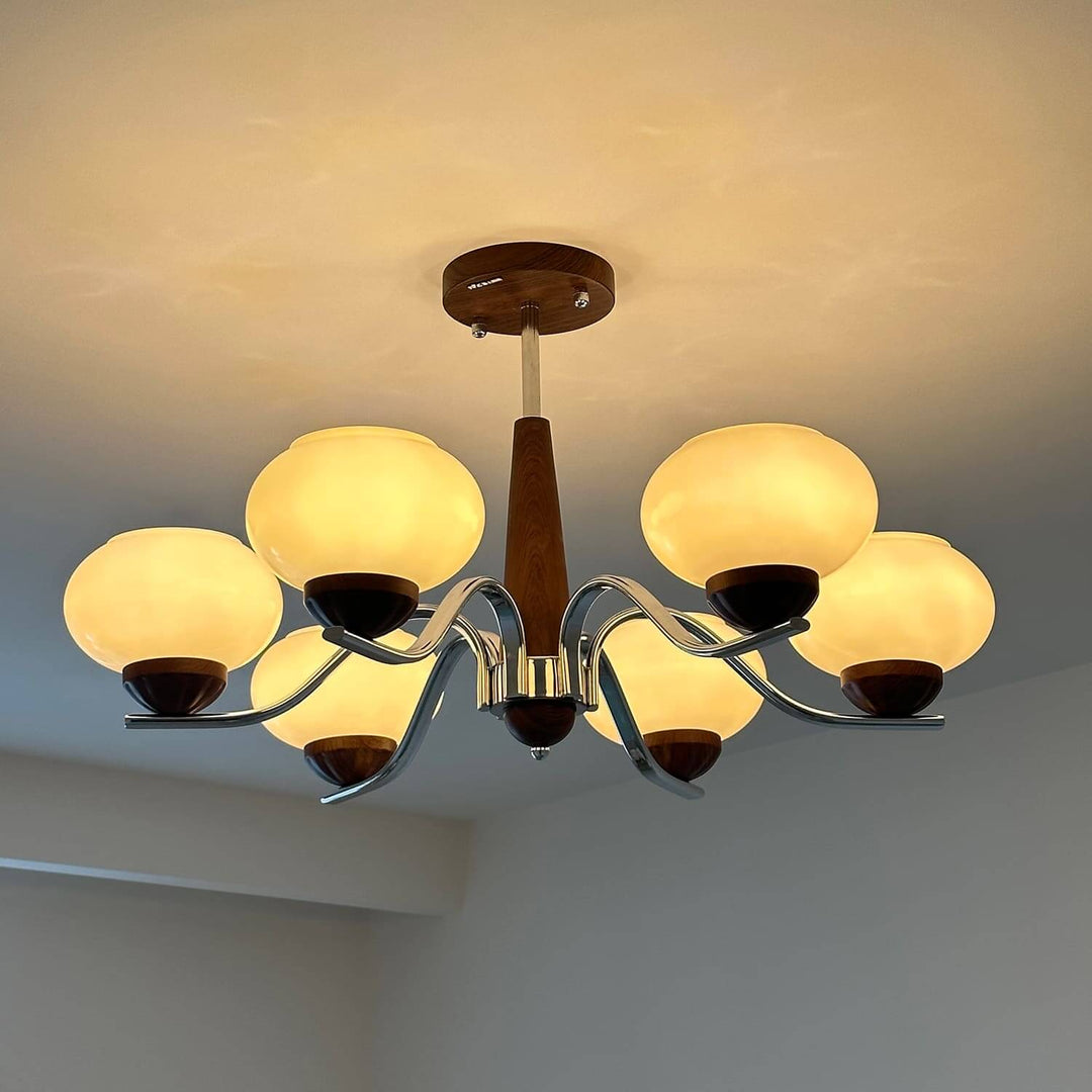 Soravia Chandelier - Contemporary Wood & Glass Living Room Light