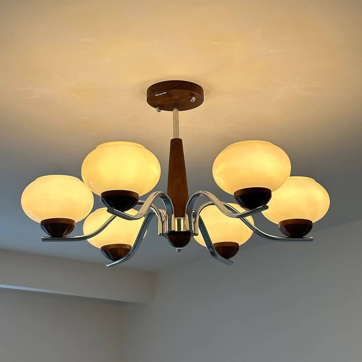 Soravia Chandelier - Contemporary Wood & Glass Living Room Light