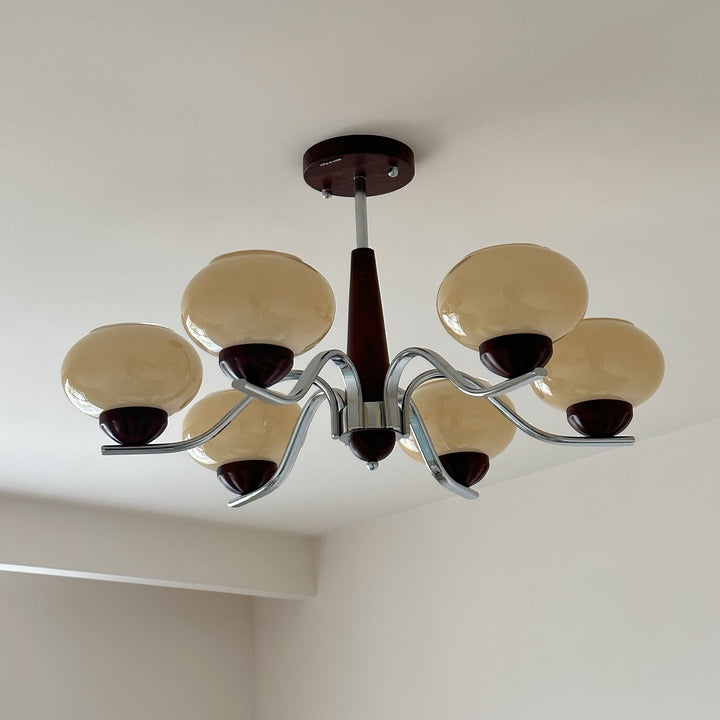 Soravia Chandelier - Contemporary Wood & Glass Living Room Light