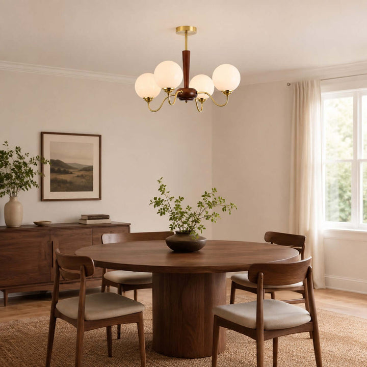 Soren Vintage Nordic White Glass Globe Dining Room Chandelier | Vinlighting