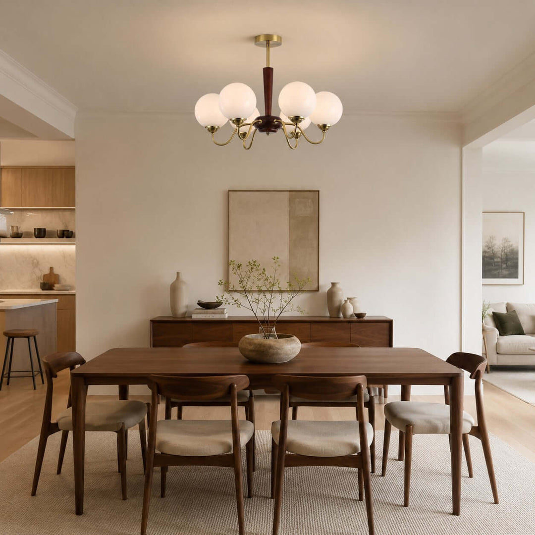 Soren Vintage Nordic White Glass Globe Dining Room Chandelier | Vinlighting