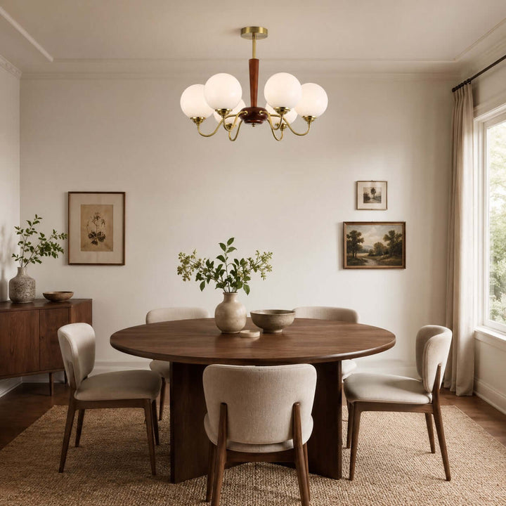 Soren Vintage Nordic White Glass Globe Dining Room Chandelier | Vinlighting