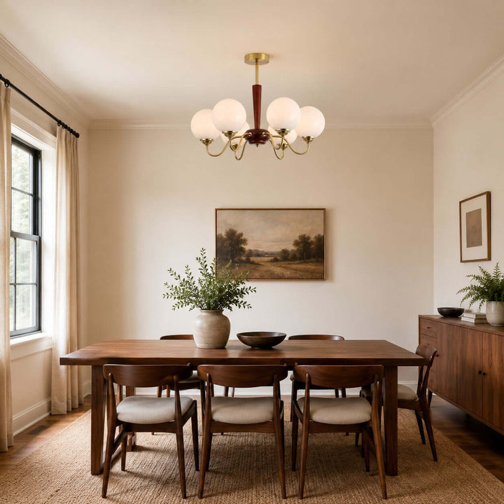 Soren Vintage Nordic White Glass Globe Dining Room Chandelier | Vinlighting