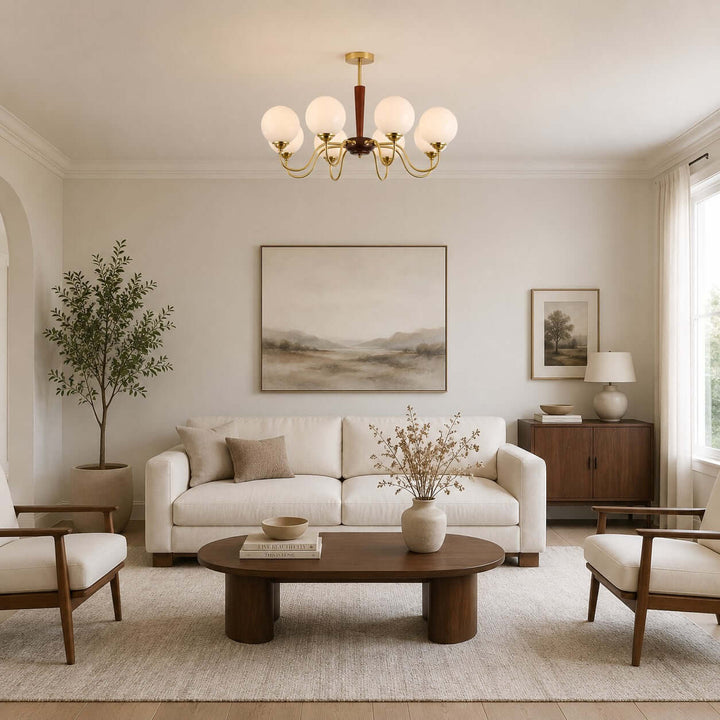 Soren Vintage Nordic White Glass Globe Dining Room Chandelier | Vinlighting