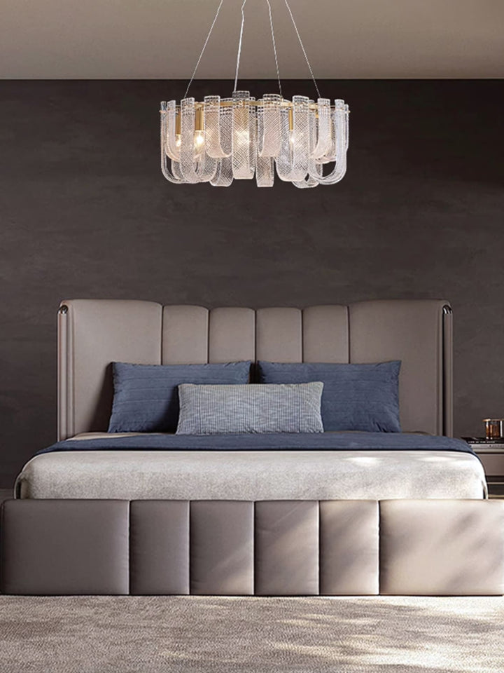 Sovina Chandelier – Modern Glass Brass Light for Dining Table
