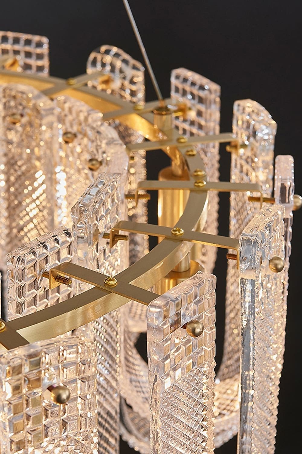 Sovina Chandelier – Modern Glass Brass Light for Dining Table