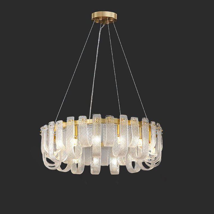Sovina Chandelier – Modern Glass Brass Light for Dining Table