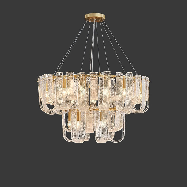 Sovina Chandelier – Modern Glass Brass Light for Dining Table