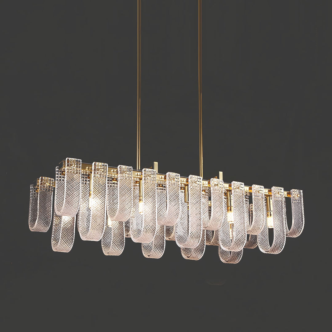 Sovina Chandelier – Modern Glass Brass Light for Dining Table