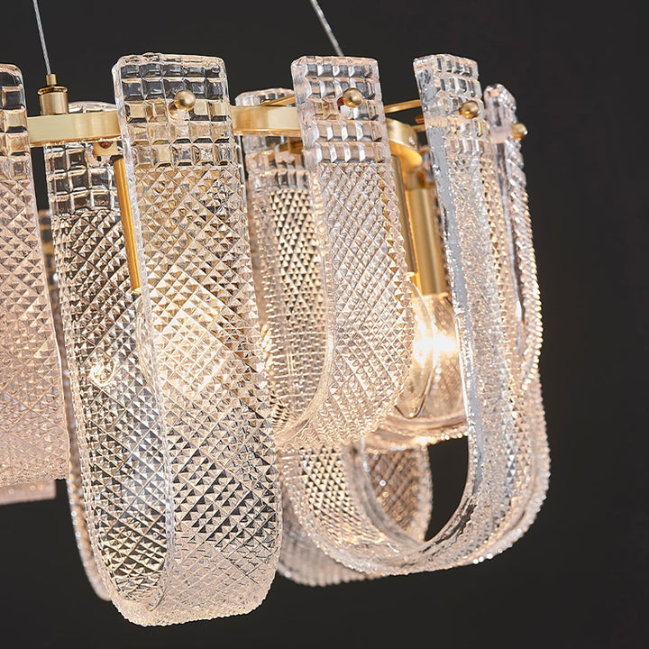 Sovina Chandelier – Modern Glass Brass Light for Dining Table