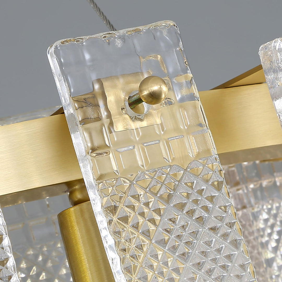 Sovina Chandelier – Modern Glass Brass Light for Dining Table