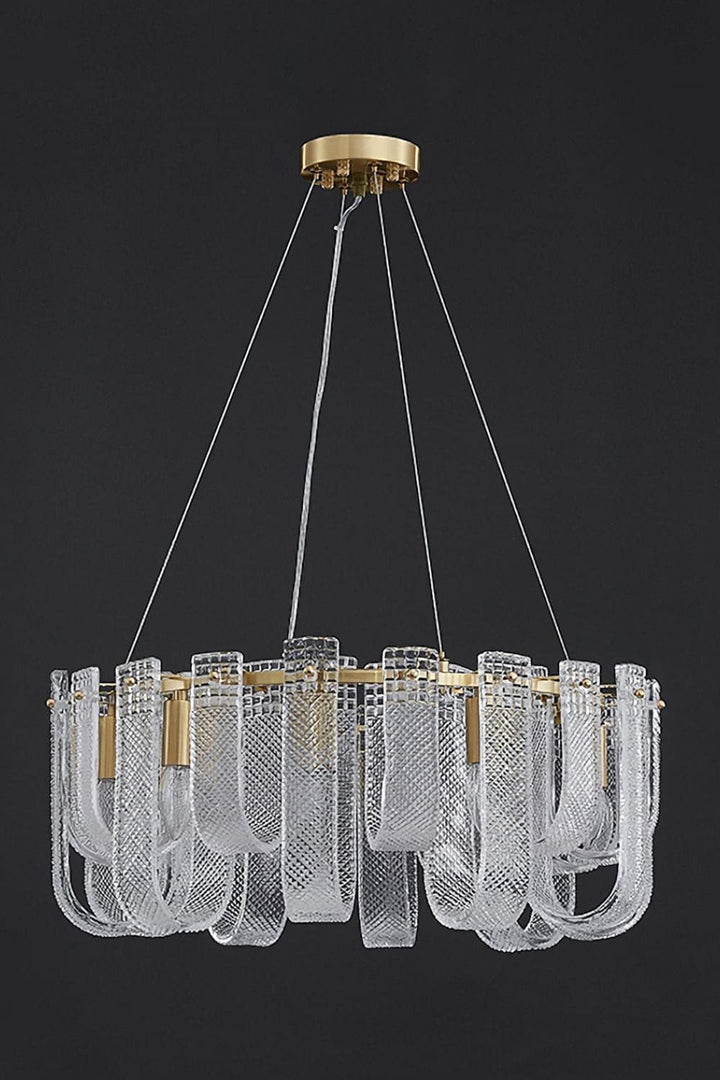 Sovina Chandelier – Modern Glass Brass Light for Dining Table