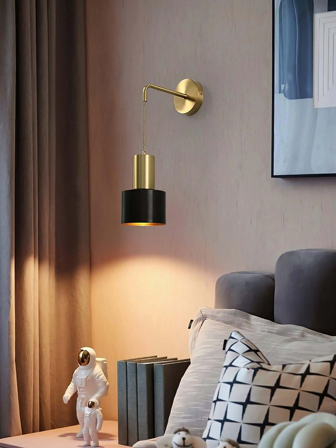 Sovinel Wall Lamp – Nordic Minimalist Brass Bedroom Light