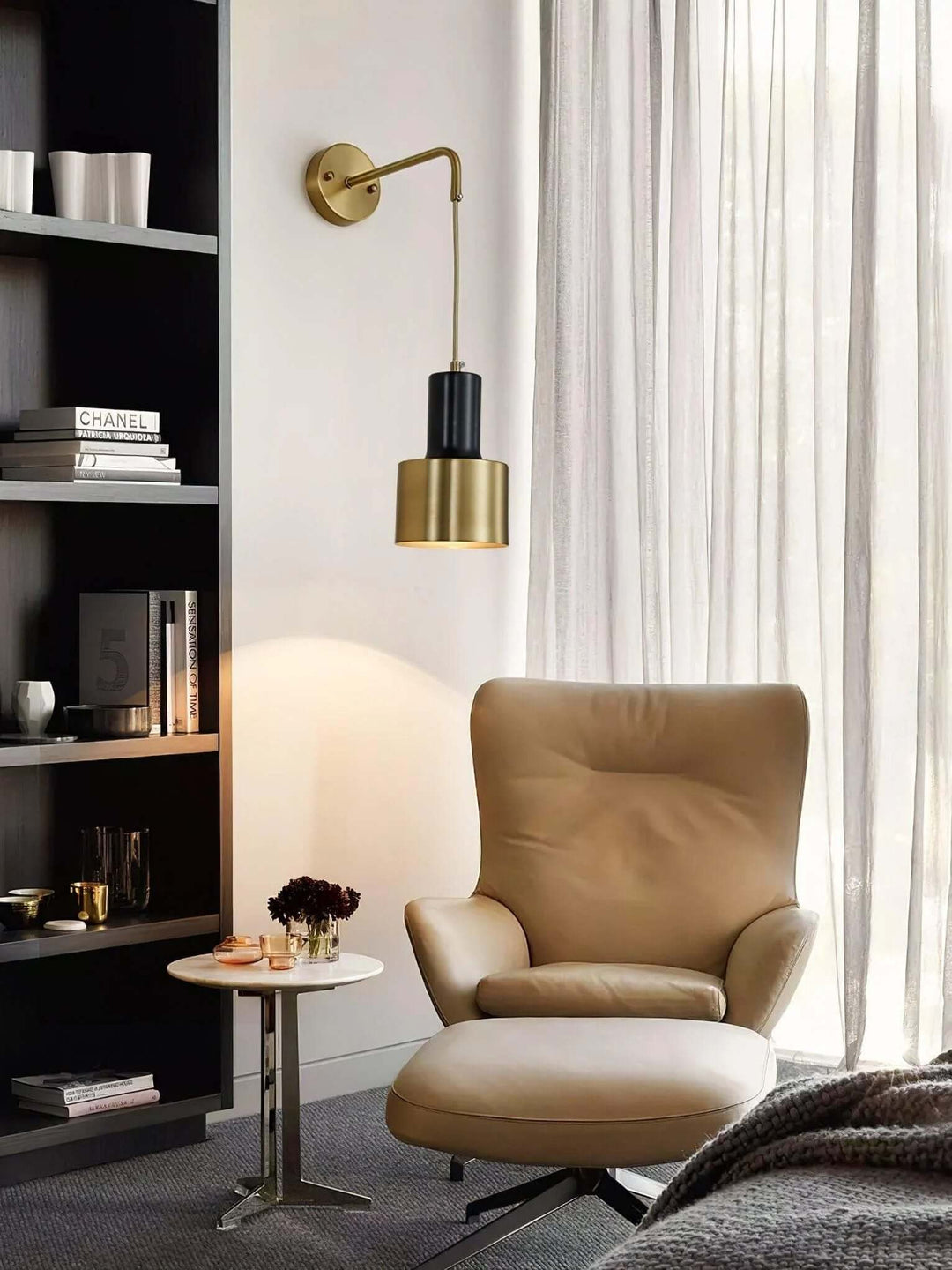 Sovinel Wall Lamp – Nordic Minimalist Brass Bedroom Light