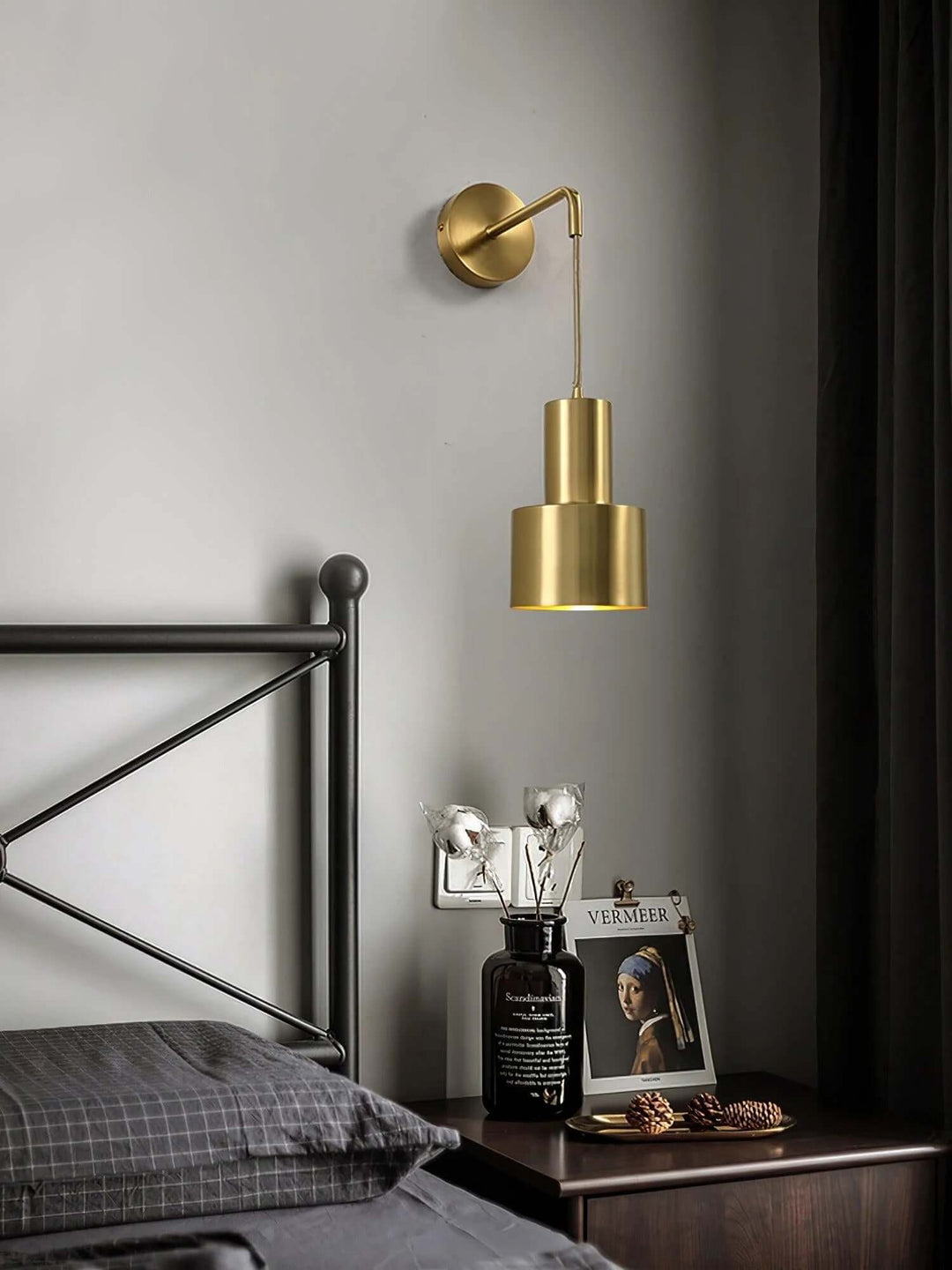 Sovinel Wall Lamp – Nordic Minimalist Brass Bedroom Light