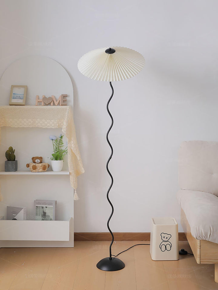Squiggle Floor Lamp - Unique Design & Luxurious Pleated Shade | Vinlighting | Vinlighting