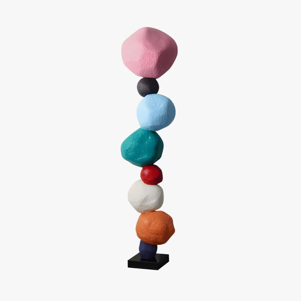 Colorful stacked stone sculpture in modern design, perfect for living room decorations and Art Deco style.