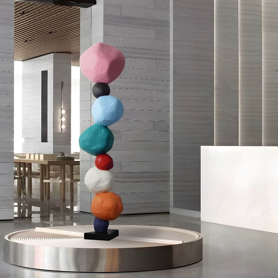 Colorful stacked stone resin sculpture, perfect for living room decorations and Art Deco decorative ornaments.