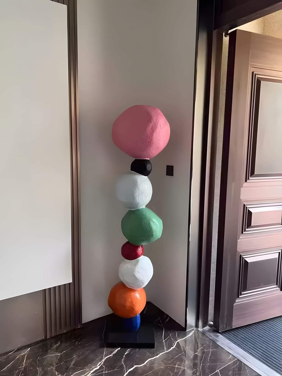 Colorful stacked stone resin sculpture, perfect for living room decor and Art Deco style decorative ornaments.