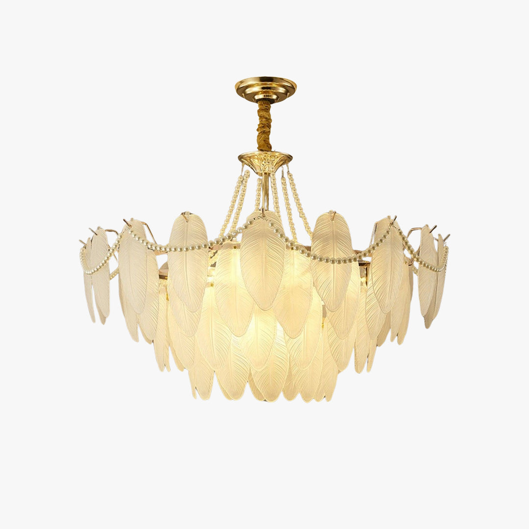 Staklo Chandelier – Brass pearls Glass Light for Living Room