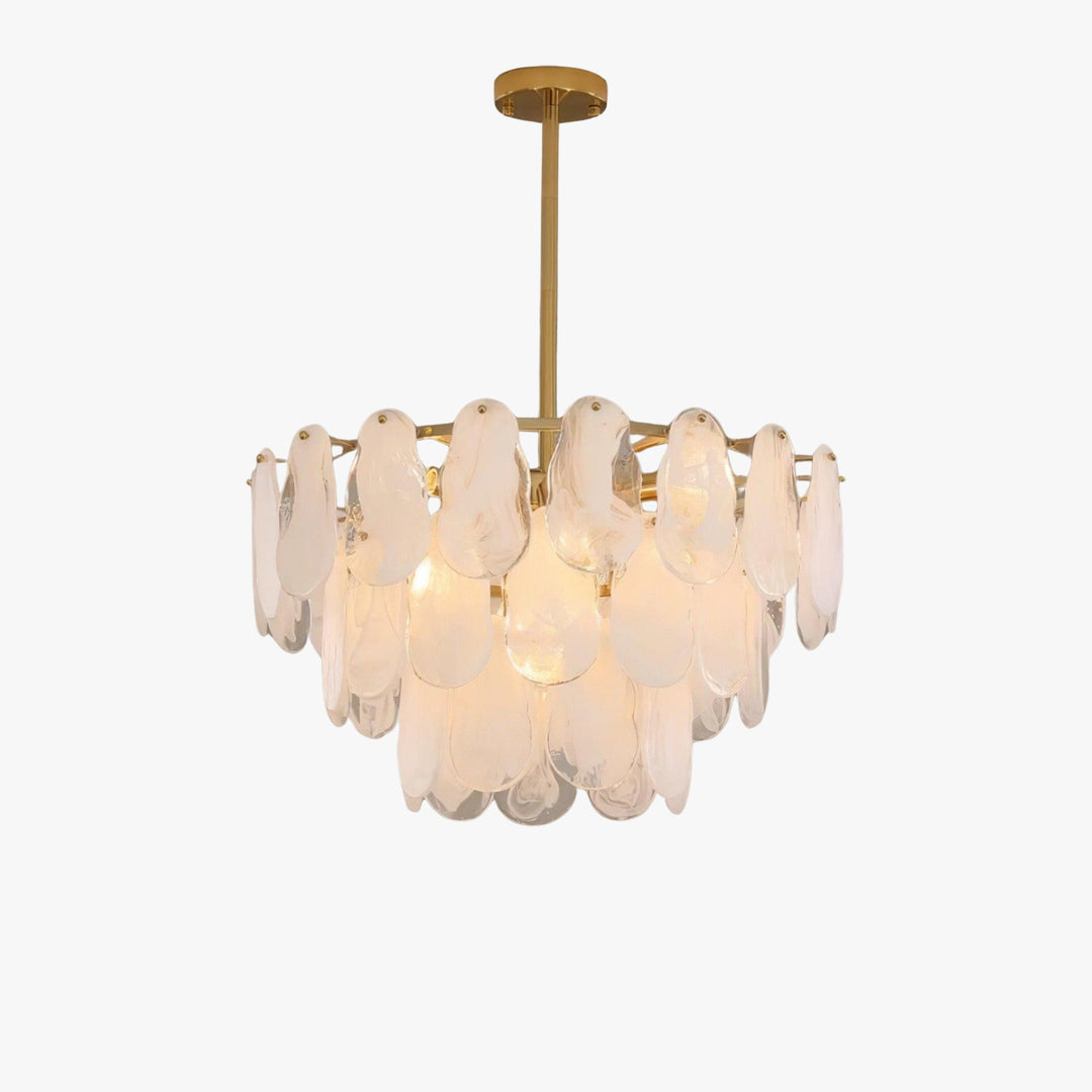 Staklo Chandelier – Modern Brass and Glass Light for Living Room