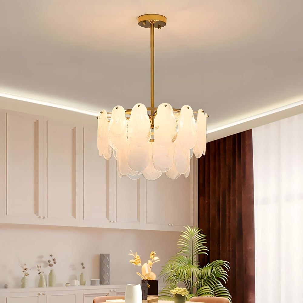 Staklo Chandelier – Modern Brass and Glass Light for Living Room