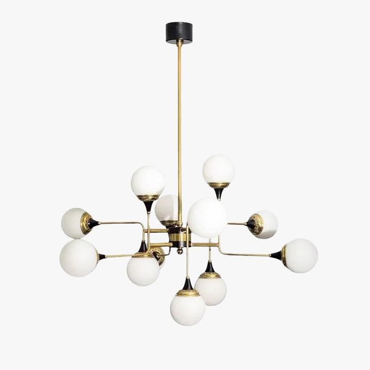 Stilnovo Chandelier | Mid-Century Modern Brass & Glass Design | Vinlighting | Vinlighting